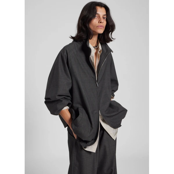 The Frankie Shop Baxter Plaid Track Jacket – Dark Grey, view 2