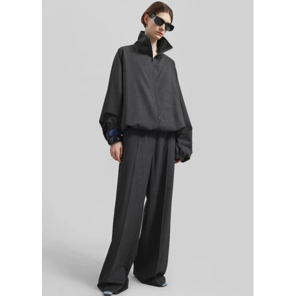 The Frankie Shop Baxter Plaid Track Jacket – Dark Grey, view 3