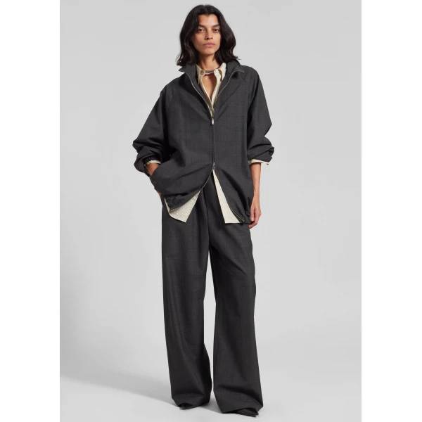The Frankie Shop Baxter Plaid Track Jacket – Dark Grey, view 5