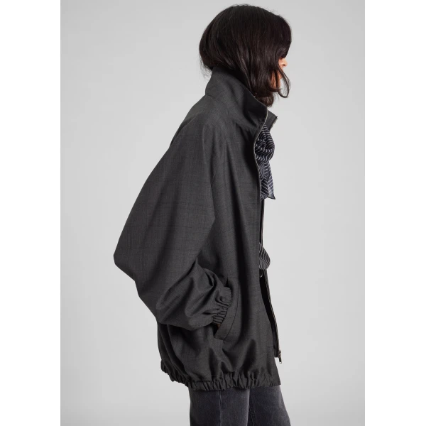 The Frankie Shop Baxter Plaid Track Jacket – Dark Grey, view 6