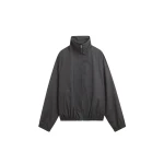 The Frankie Shop Baxter Plaid Track Jacket - Dark Grey - Oversized Minimalist Jackets in Grey - Shop at Coveti