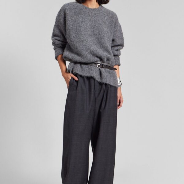 The Frankie Shop Baxter Plaid Track Pants - Dark Grey - Oversized Minimalist Pants in Grey - Shop at Coveti