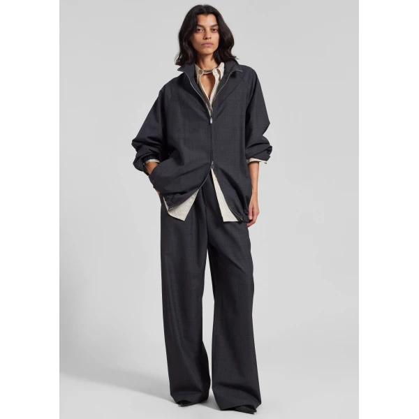 The Frankie Shop Baxter Plaid Track Pants – Dark Grey, view 3