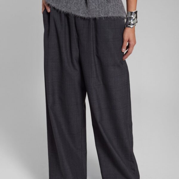 The Frankie Shop Baxter Plaid Track Pants - Dark Grey - Oversized Minimalist Pants in Grey - Shop at Coveti