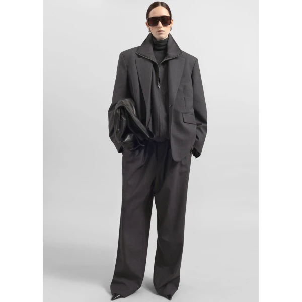 The Frankie Shop Baxter Plaid Track Pants – Dark Grey, view 6