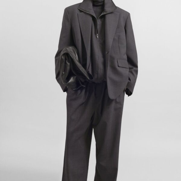 The Frankie Shop Baxter Plaid Track Pants - Dark Grey - Oversized Minimalist Pants in Grey - Shop at Coveti