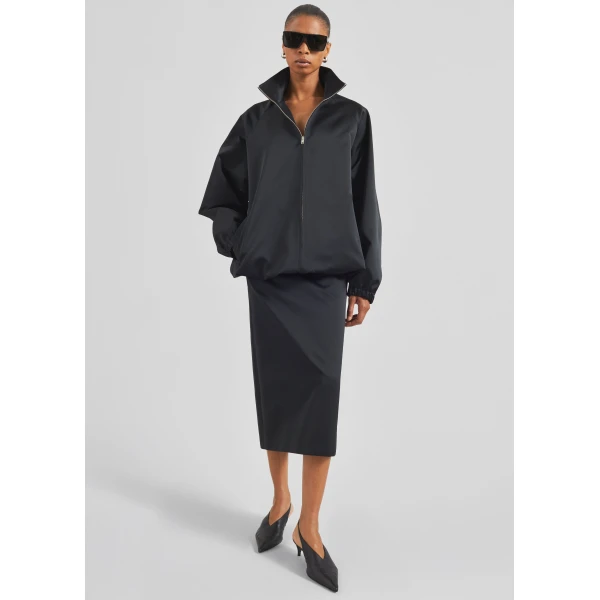 The Frankie Shop Baxter Satin Track Jacket – Black, view 2