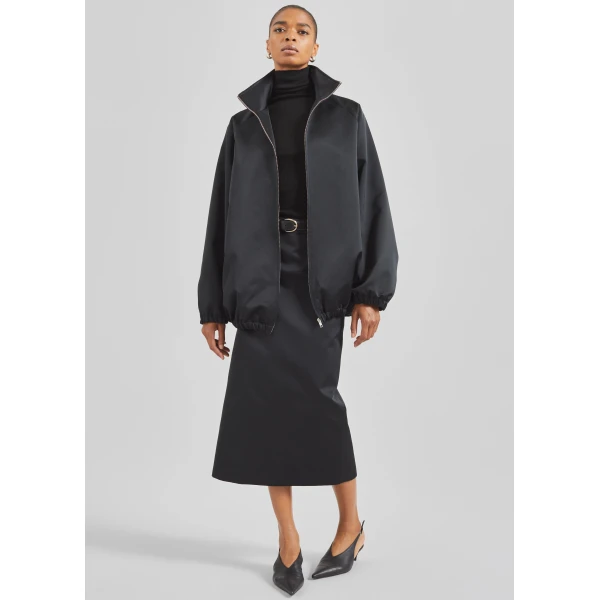 The Frankie Shop Baxter Satin Track Jacket – Black, view 3