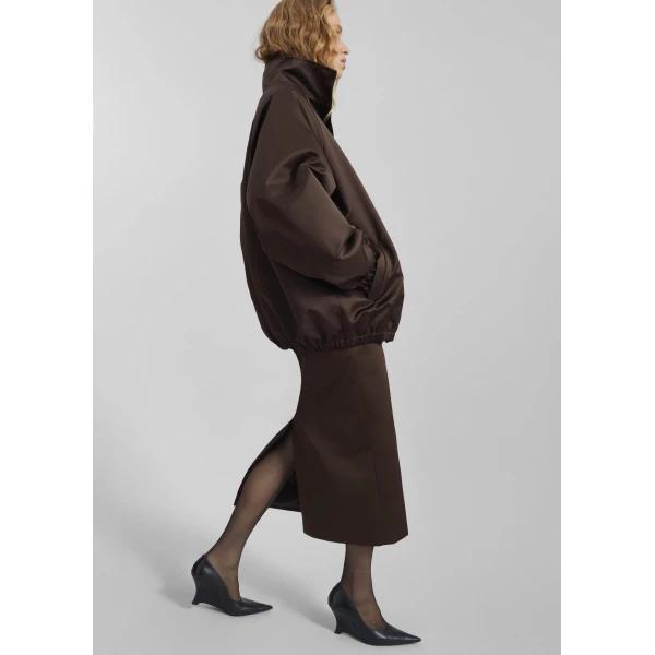 The Frankie Shop Baxter Satin Track Jacket – Brown, view 5
