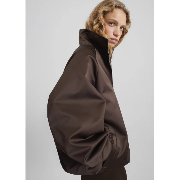 The Frankie Shop Baxter Satin Track Jacket – Brown, view 6