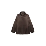 The Frankie Shop Baxter Satin Track Jacket - Brown - Oversized Minimalist Jackets in Beige - Shop at Coveti