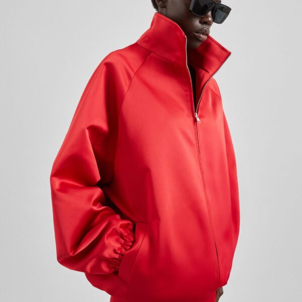 The Frankie Shop Baxter Satin Track Jacket - Red - Oversized Minimalist Jackets in Red - Shop at Coveti