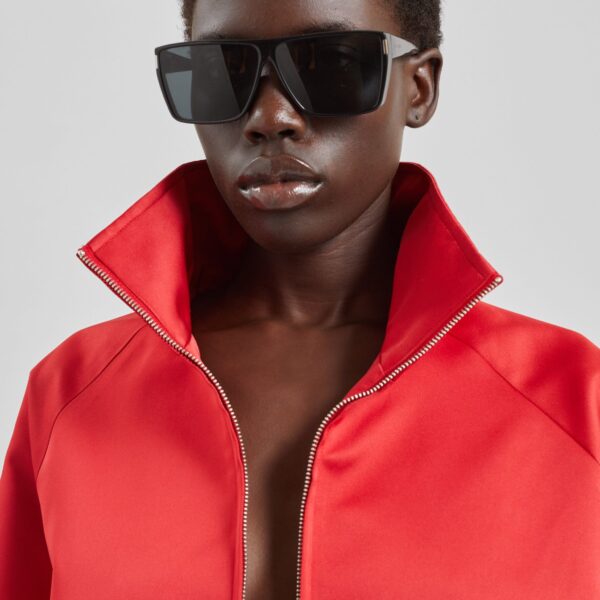 The Frankie Shop Baxter Satin Track Jacket - Red - Oversized Minimalist Jackets in Red - Shop at Coveti