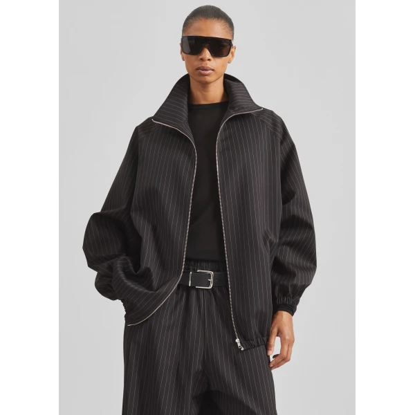 The Frankie Shop Baxter Track Jacket – Black/White Pinstripe, view 2