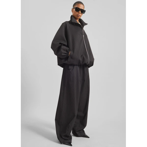 The Frankie Shop Baxter Track Jacket – Black/White Pinstripe, view 3