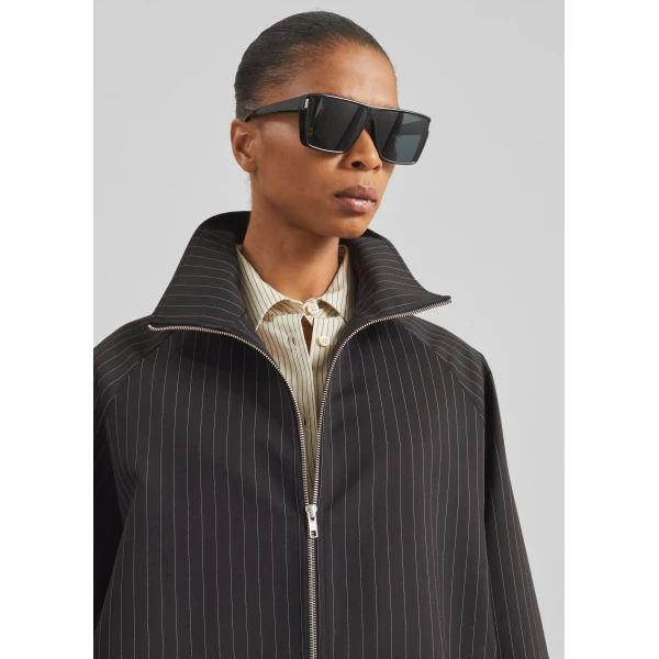 The Frankie Shop Baxter Track Jacket – Black/White Pinstripe, view 4