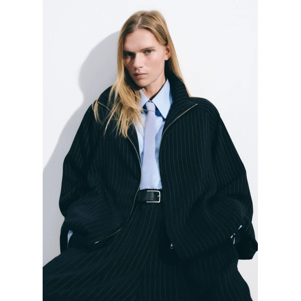 The Frankie Shop Baxter Track Jacket – Navy/White Pinstripe, view 2