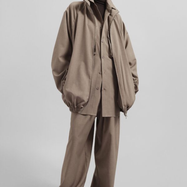 The Frankie Shop Baxter Track Jacket - Taupe - Oversized Minimalist Jackets in Beige - Shop at Coveti