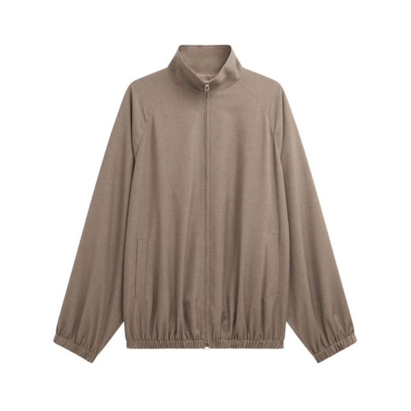 The Frankie Shop Baxter Track Jacket - Taupe - Oversized Minimalist Jackets in Beige - Shop at Coveti