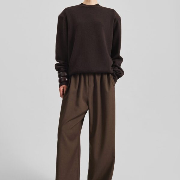 The Frankie Shop Baxter Track Pants - Dark Brown - Oversized Minimalist Pants in Beige - Shop at Coveti