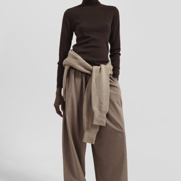 The Frankie Shop Baxter Track Pants - Taupe - Oversized Minimalist Pants in Beige - Shop at Coveti