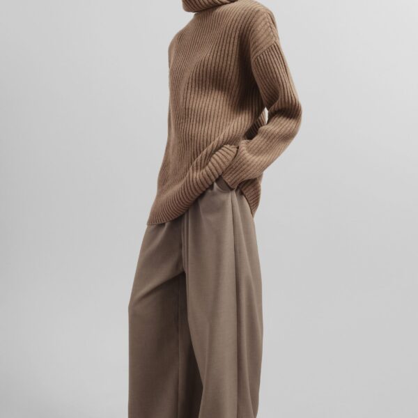 The Frankie Shop Baxter Track Pants - Taupe - Oversized Minimalist Pants in Beige - Shop at Coveti