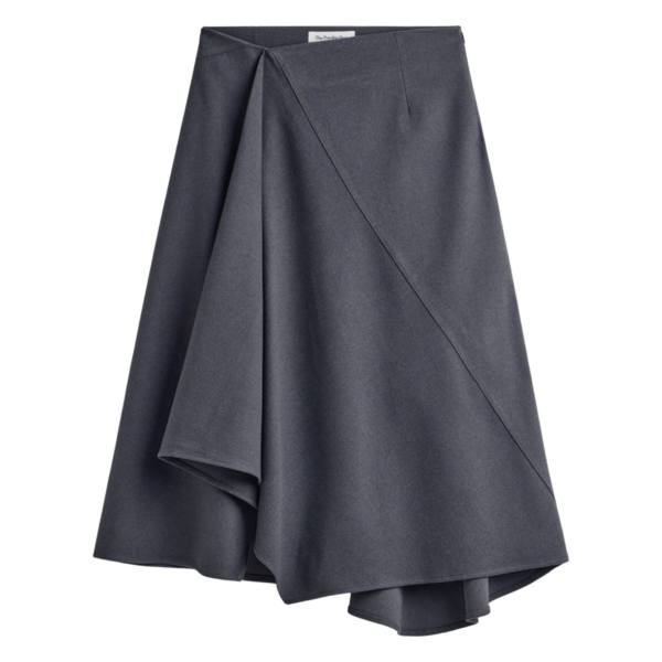 The Frankie Shop Bayel Flared Midi Skirt - Dark Grey - Oversized Minimalist Skirts in Grey - Shop at Coveti