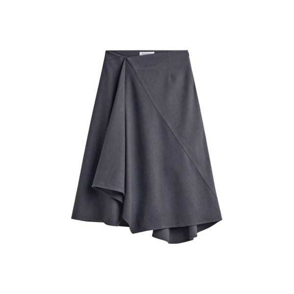 The Frankie Shop Bayel Flared Midi Skirt - Dark Grey - Oversized Minimalist Skirts in Grey - Shop at Coveti