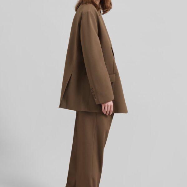 The Frankie Shop Bea Blazer - Chocolate - Oversized Minimalist Jackets in Beige - Shop at Coveti