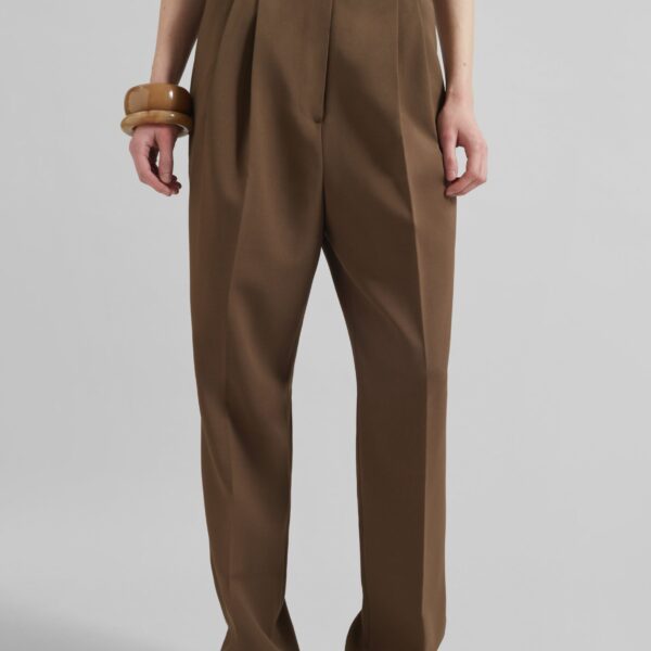 The Frankie Shop Bea Suit Pants - Chocolate - Oversized Minimalist Pants in Beige - Shop at Coveti