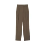 The Frankie Shop Bea Suit Pants - Chocolate - Oversized Minimalist Pants in Beige - Shop at Coveti
