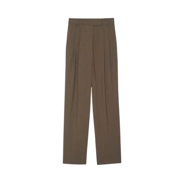 The Frankie Shop Bea Suit Pants - Chocolate - Oversized Minimalist Pants in Beige - Shop at Coveti