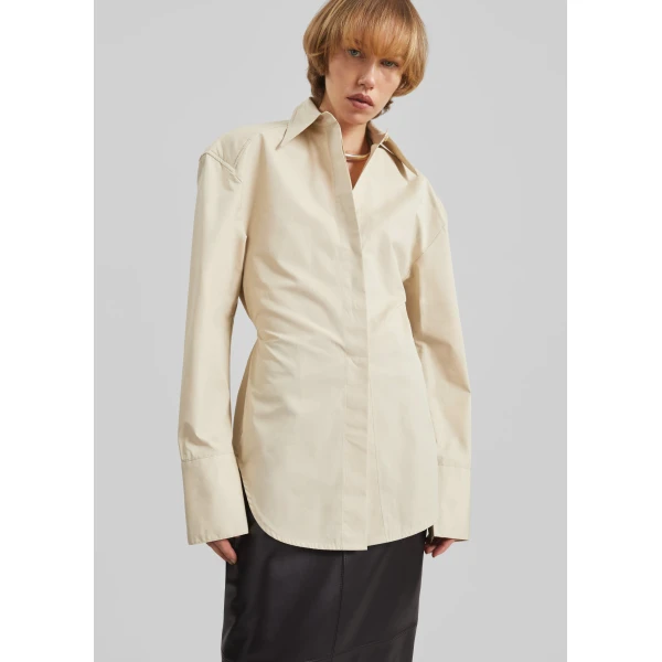The Frankie Shop Bec Padded Shirt – Beige, view 2