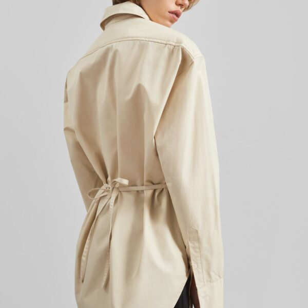 The Frankie Shop Bec Padded Shirt - Beige - Oversized Minimalist Tops in Beige - Shop at Coveti