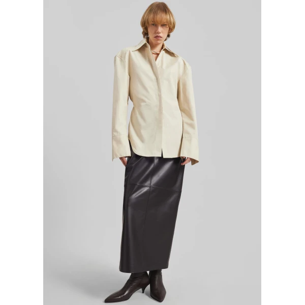 The Frankie Shop Bec Padded Shirt – Beige, view 4
