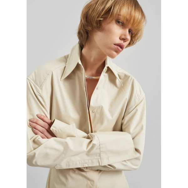 The Frankie Shop Bec Padded Shirt – Beige, view 5