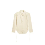 The Frankie Shop Bec Padded Shirt - Beige - Oversized Minimalist Tops in Beige - Shop at Coveti