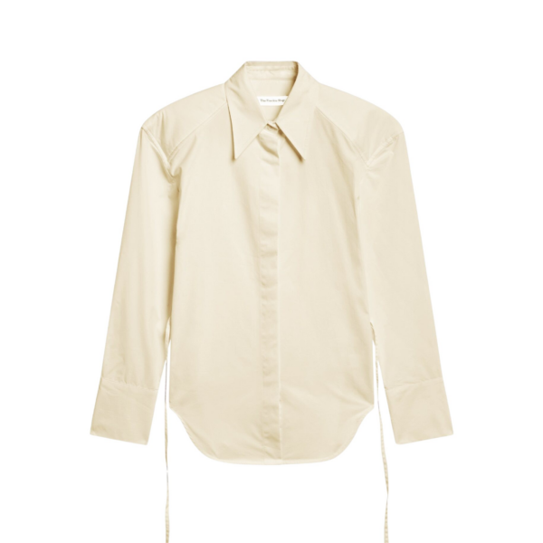 The Frankie Shop Bec Padded Shirt - Beige - Oversized Minimalist Tops in Beige - Shop at Coveti
