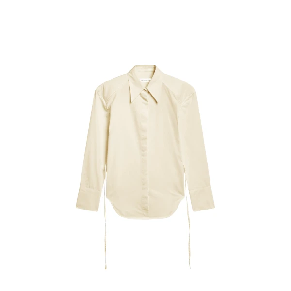 The Frankie Shop Bec Padded Shirt - Beige - Oversized Minimalist Tops in Beige - Shop at Coveti