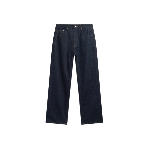 The Frankie Shop Belden Straight Leg Jeans - Dark Wash - Oversized Minimalist Pants in Grey - Shop at Coveti