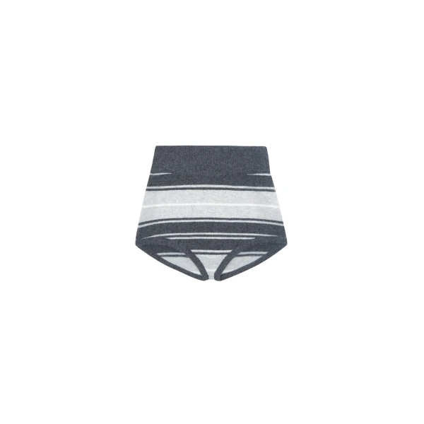 The Frankie Shop Belize Knit Hot Pants - Grey Stripe - Oversized Minimalist Shorts in Multicolour - Shop at Coveti
