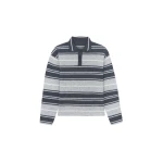 The Frankie Shop Belize Knit Polo Sweater - Grey Stripe - Oversized Minimalist Knitwear in Multicolour - Shop at Coveti