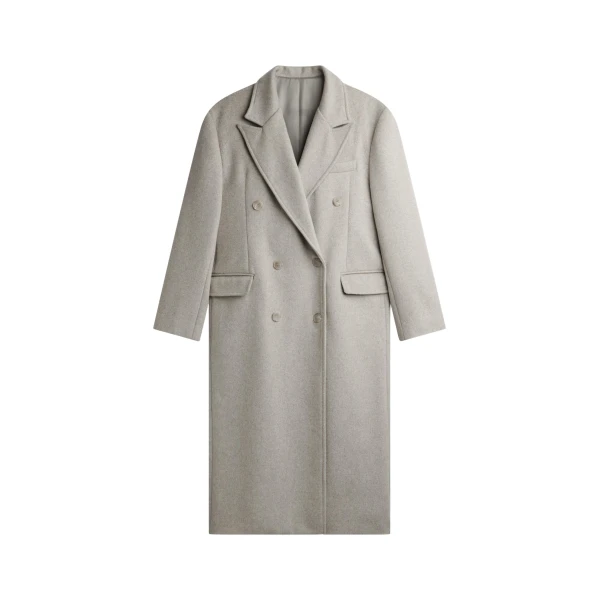 The Frankie Shop Bellace Wool Coat - Taupe - Oversized Minimalist Coats in Beige - Shop at Coveti