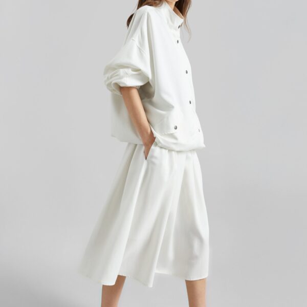 The Frankie Shop Bellona Flared Midi Skirt - White - Oversized Minimalist Skirts in White - Shop at Coveti