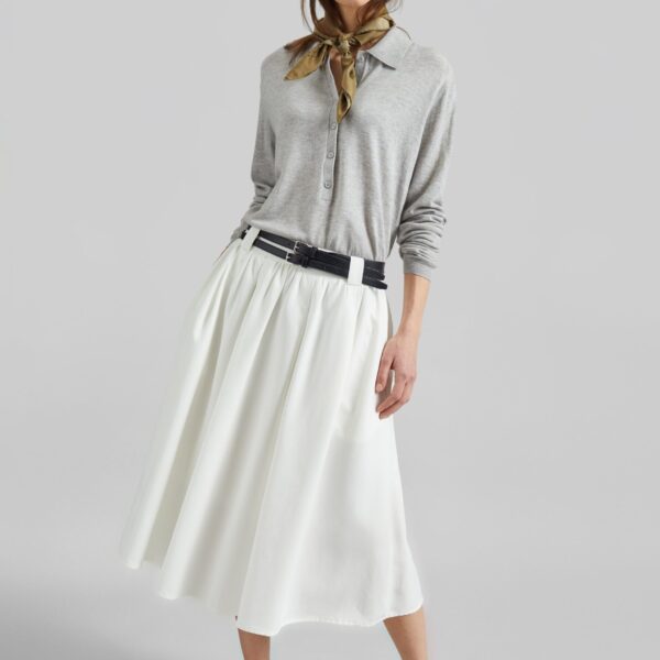 The Frankie Shop Bellona Flared Midi Skirt - White - Oversized Minimalist Skirts in White - Shop at Coveti