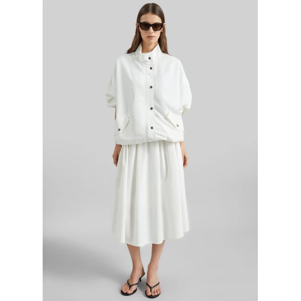 The Frankie Shop Bellona Flared Midi Skirt – White, view 4