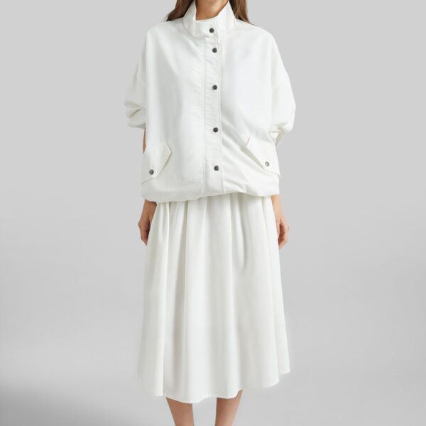 The Frankie Shop Bellona Flared Midi Skirt - White - Oversized Minimalist Skirts in White - Shop at Coveti