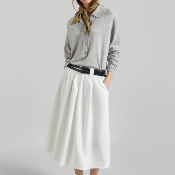 The Frankie Shop Bellona Flared Midi Skirt - White - Oversized Minimalist Skirts in White - Shop at Coveti