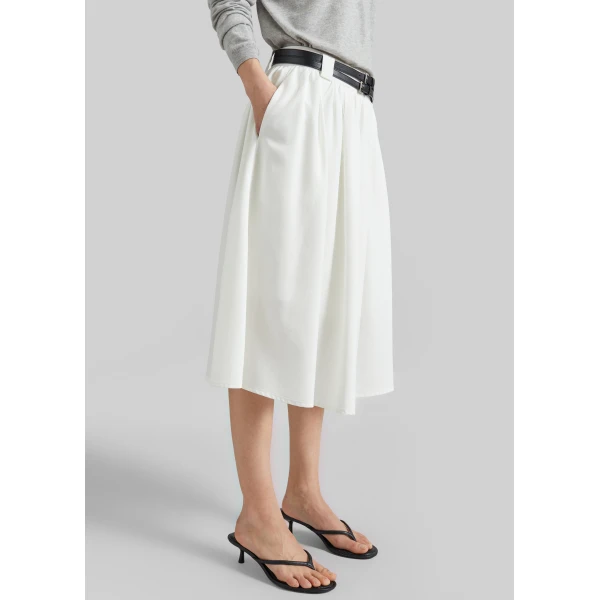 The Frankie Shop Bellona Flared Midi Skirt – White, view 6