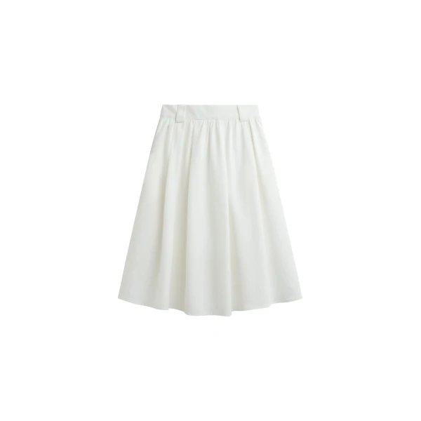 The Frankie Shop Bellona Flared Midi Skirt - White - Oversized Minimalist Skirts in White - Shop at Coveti